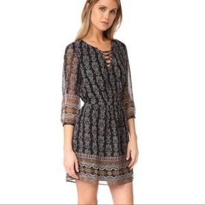 Madewell Size 8 Boho Peasant Lace-Up Mini Dress Burnished Floral Print EUC
